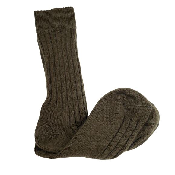 Soft Ribbed 82% Cashmere Ankle Socks Size 9-11 Warm Cozy Garnet Hill Olive Green - Picture 4 of 7